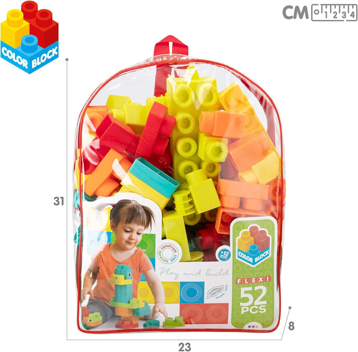 COLORBABY 49733 Flexi Kinderbausteine, inklusive 52 Teilen, Kinderspielzeug, Lernspielzeug, grosse B
