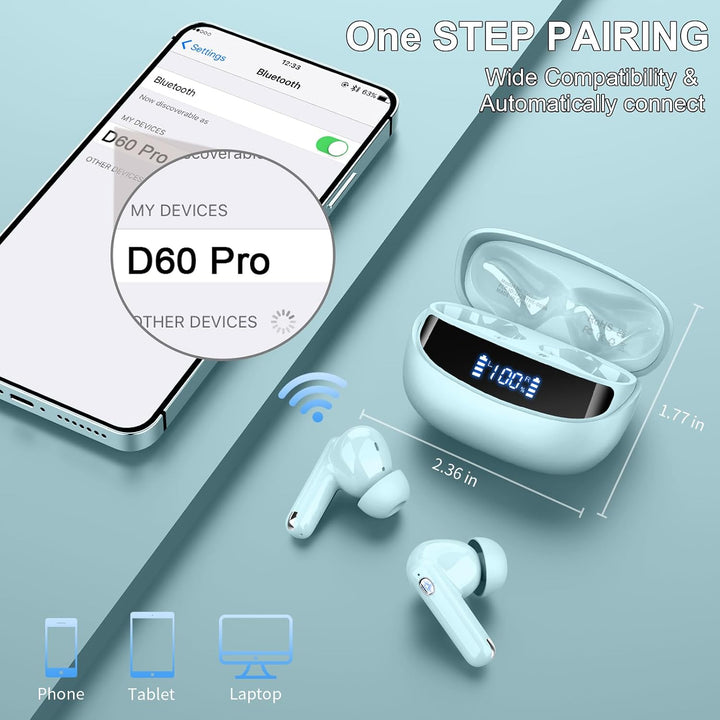 Bluetooth Kopfhörer, Kopfhörer Kabellos Bluetooth 5.4, 56 Std Spielzeit In Ear Kopfhörer mit 6 ENC N