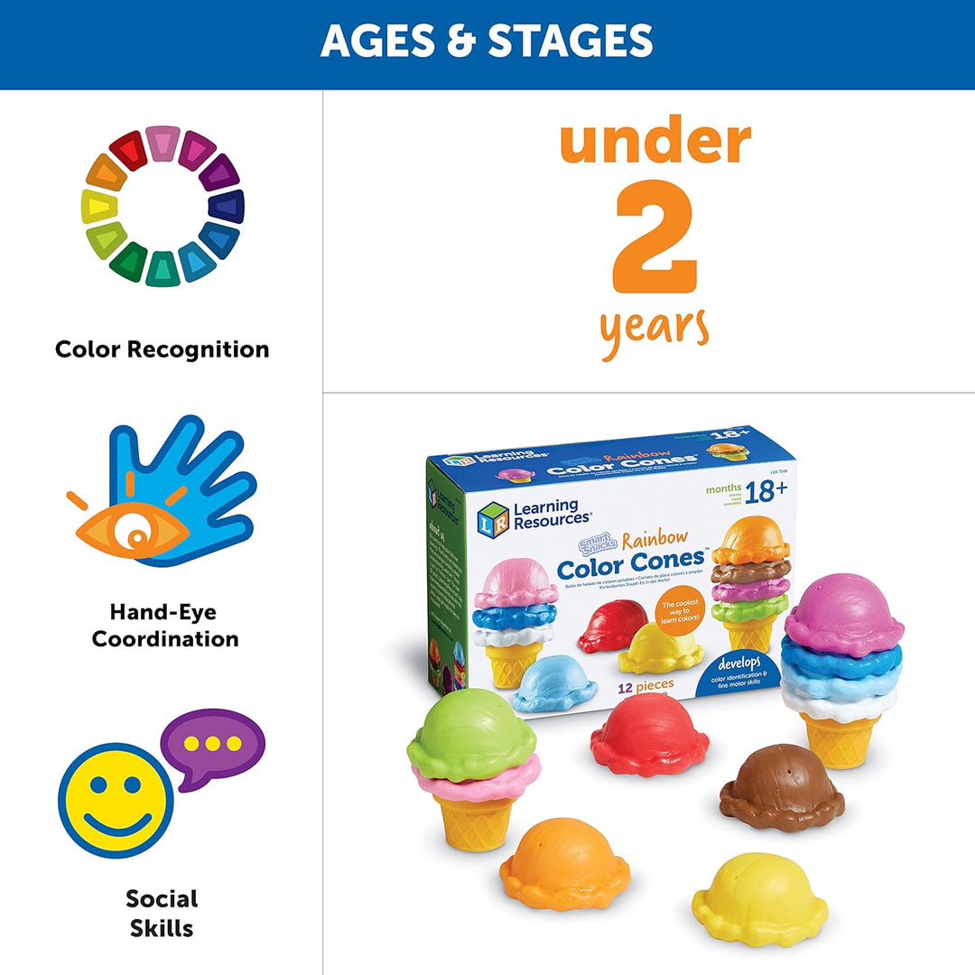 Learning Resources Smart Snacks Eiskugelset in Regenbogenfarben, Kegel, Kegel