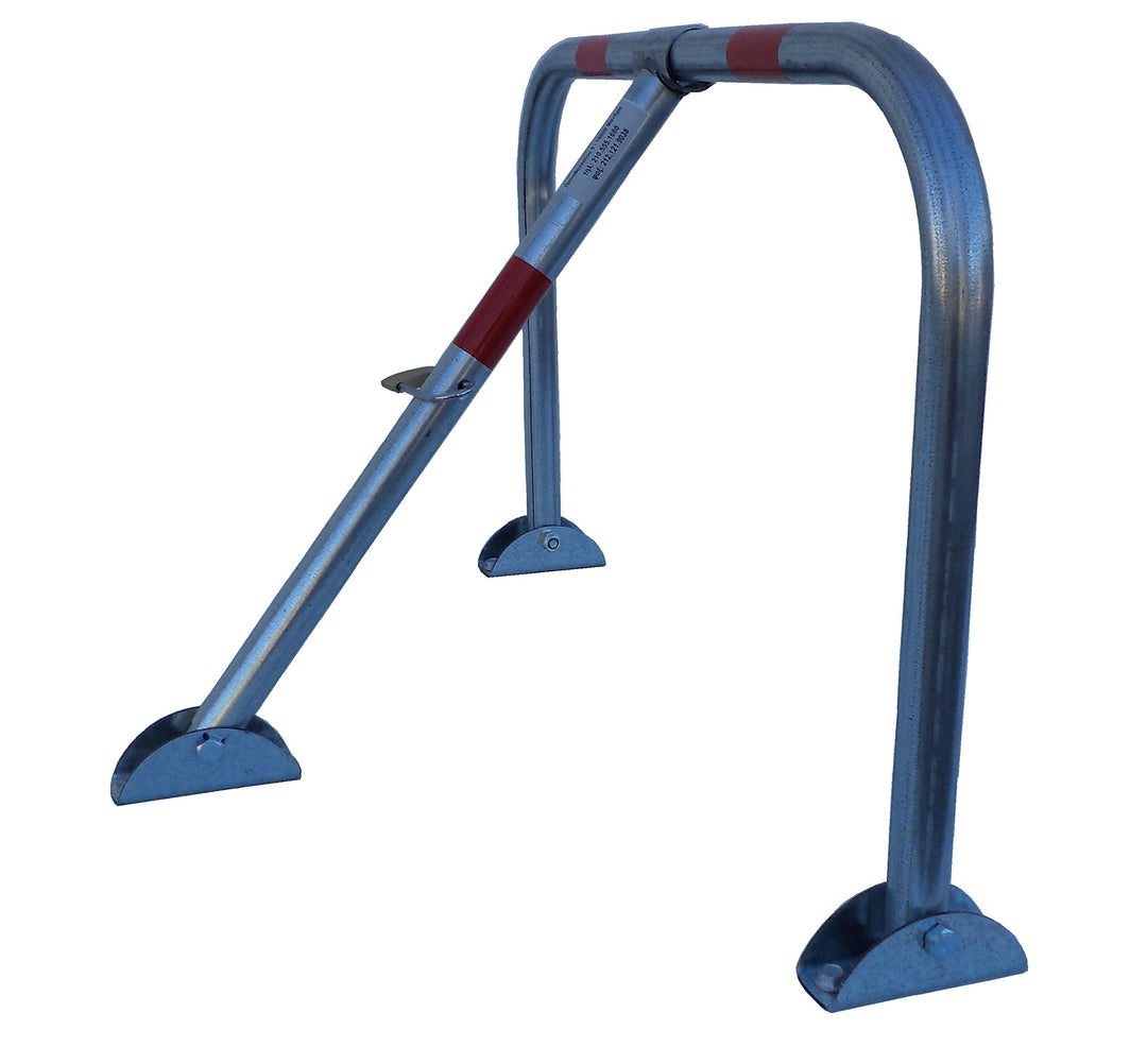 SNS SAFETY LTD Parkplatzsperre Klappbar, aus verzinktem Stahlrohr 32 mm, mit 3 Beinen, Vorhängeschlo