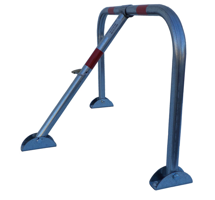 SNS SAFETY LTD Parkplatzsperre Klappbar, aus verzinktem Stahlrohr 32 mm, mit 3 Beinen, Vorhängeschlo
