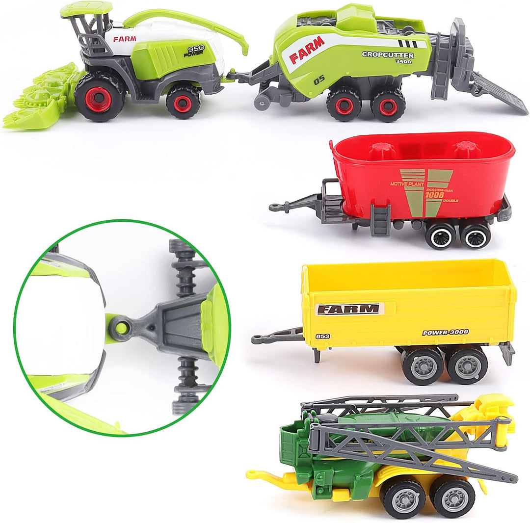deAO 31 Stück Bauernhof Spielzeug, Druckguss Auto Set Inkl. Mähdrescher Spielzeug Set|Traktor Mit An
