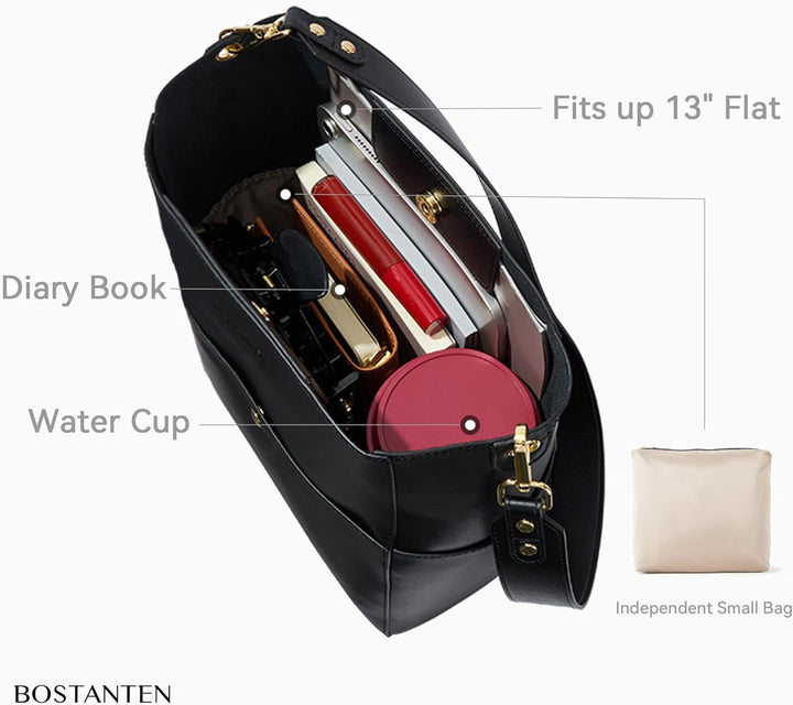 BOSTANTEN Leder Damen Handtasche Schultertasche Umhängetasche Designer Tasche Gross 1-a-schwarz, 1-a