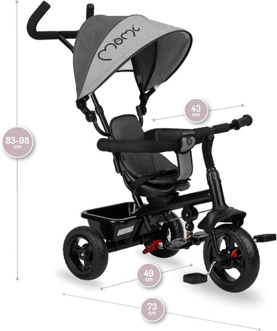 MoMi IRIS 5-in-1 Kinder-Dreirad mit Buggy-Funktion, für Kinder ab 9. Lebensmonat bis zu 5 Jahren, 36