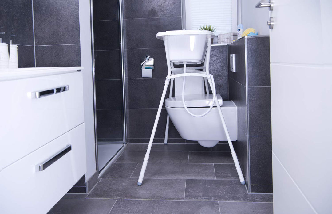 Rotho Babydesign Baby Badewanne, Mit Ablaufstöpsel, 0-12 Monate, Bella Bambina, Stone Grey (Grau), G