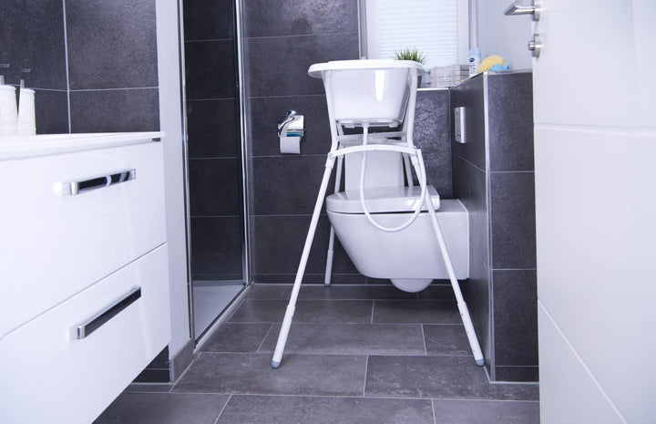 Rotho Babydesign Baby Badewanne, Mit Ablaufstöpsel, 0-12 Monate, Bella Bambina, Stone Grey (Grau), G
