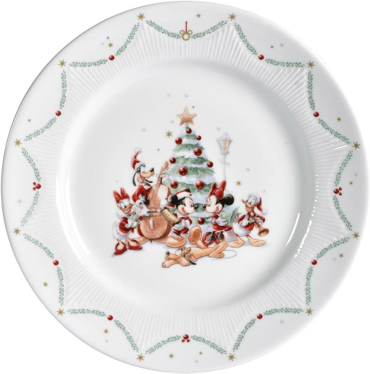 Micky Maus &amp; Freunde Flacher Teller Disney, 4er-Set, 27 cm, Porzellan, Spülmaschinenfest, Weihnachte