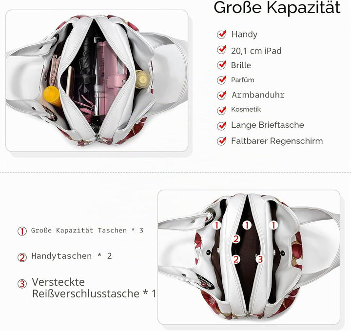 DIRRONA Elegant Damen Handtasche Schultertasche Gross Kapazität Tragetasche Leicht Reise Taschen Was