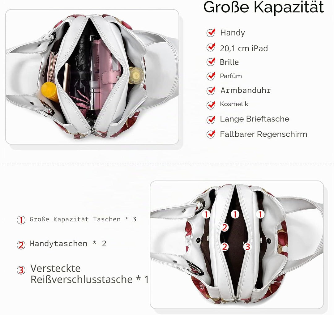 DIRRONA Elegant Damen Handtasche Schultertasche Gross Kapazität Tragetasche Leicht Reise Taschen Was