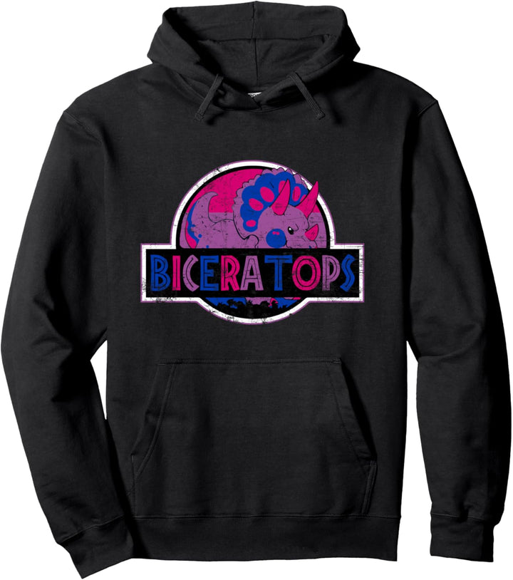 Biceratops Bisexual Ceratops Dinosaur LGBT Pride Pullover Hoodie