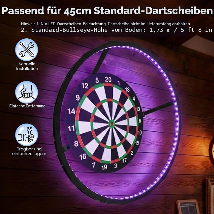 LED Dartboard Ring Licht, 360° Schattenfreie Beleuchtung mit 90 LEDs für Wohnzimmer - Helles LED Rin
