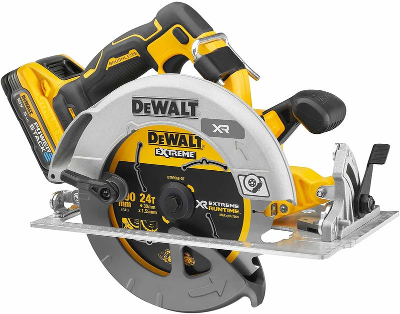 DeWALT Akku-Handkreissäge DCS573H2T-QW 18V 5Ah, Ø190mm Sägeblatt, Akku-Kreissäge inkl. Powerstack-Ak