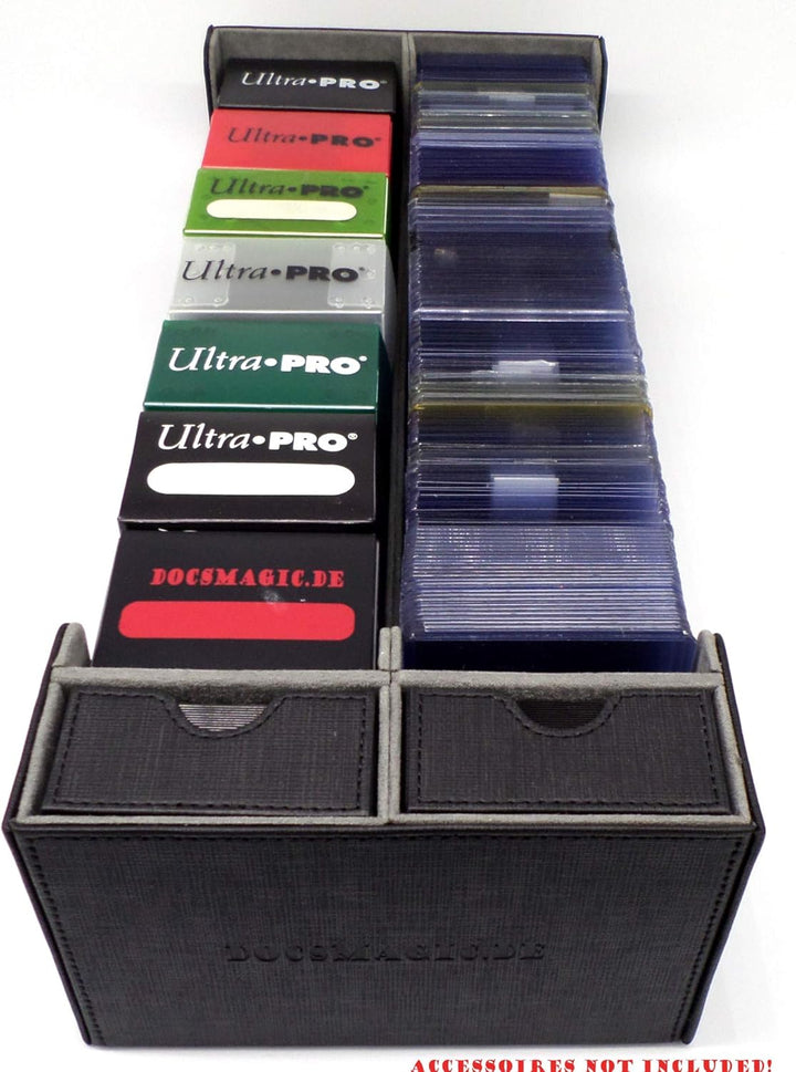 docsmagic.de Premium 2-Row Trading Card Storage Box Black + Trays & Divider - MTG PKM YGO - Sammelka