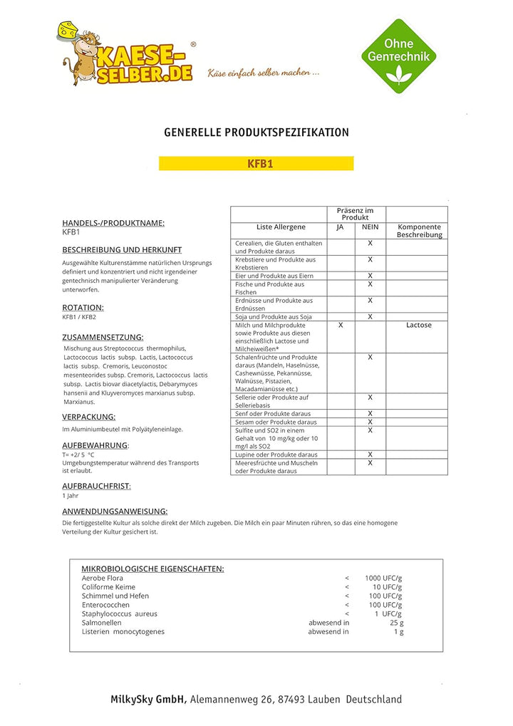KAESE-SELBER.DE - KFB1 Kefirkultur