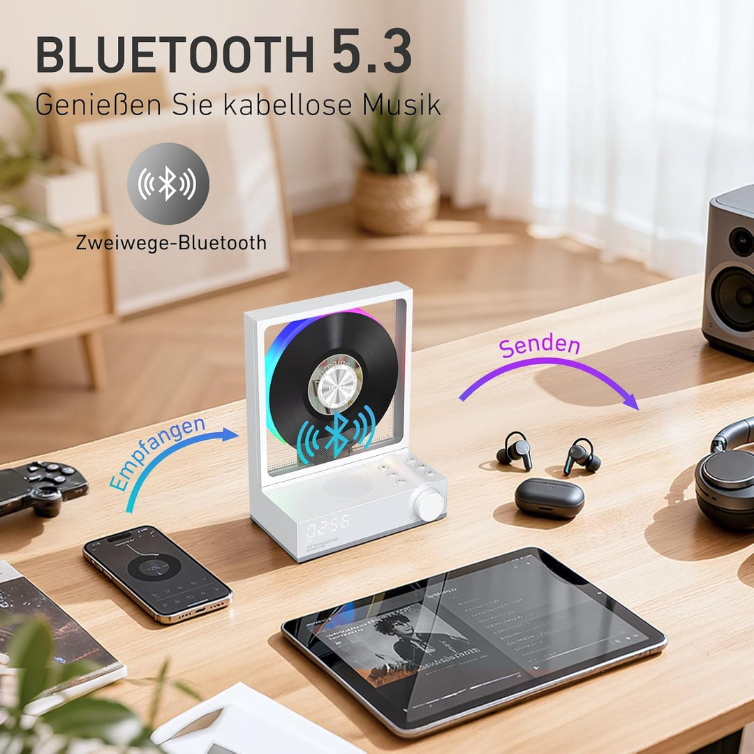 HOTT CD-Player Tragbar mit Fernbedienung, Bluetooth 5.3 Desktop mit RGB-Lichtern, HiFi Lautsprecher,
