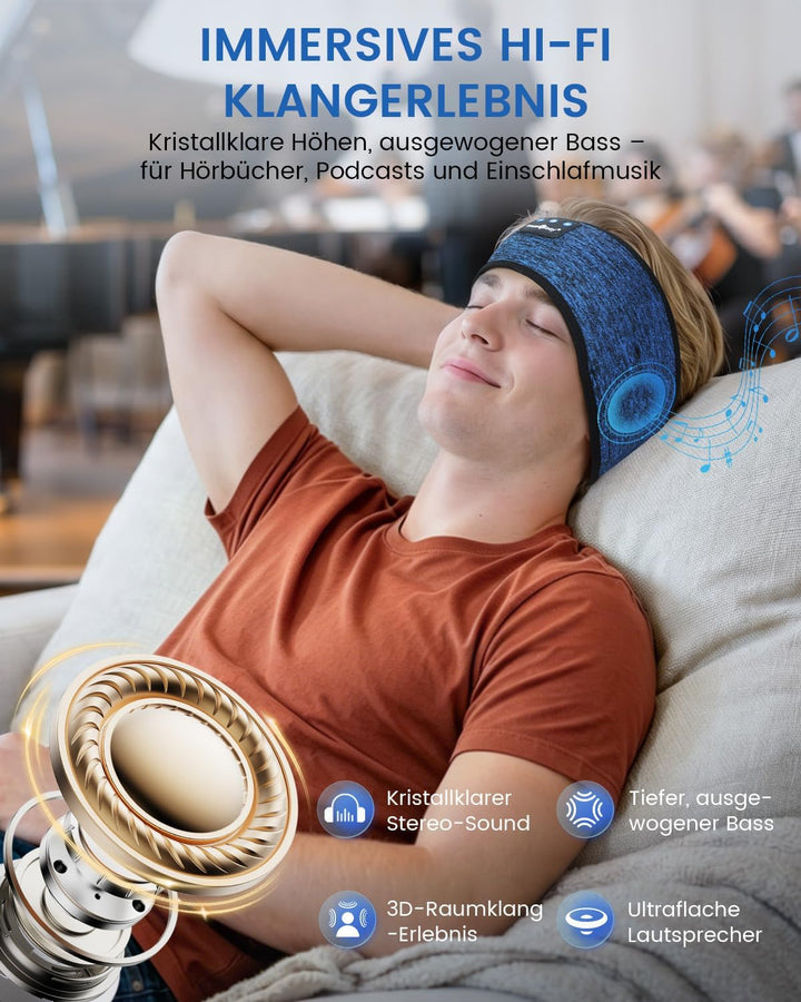 MUSICOZY Schlafkopfhörer Bluetooth 5.4, Bequem &amp; Ultraleicht Stirnband kopfhörer zum Schlafen mit Hi