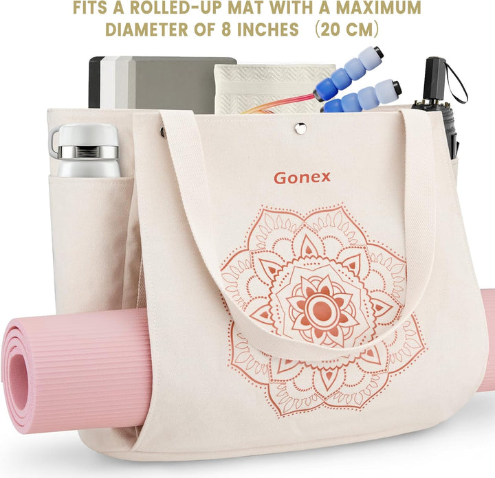 Gonex Yogatasche, Yogamatte Tasche mit Mehreren Taschen für Damen und Herren, Canvas wasserdichte To