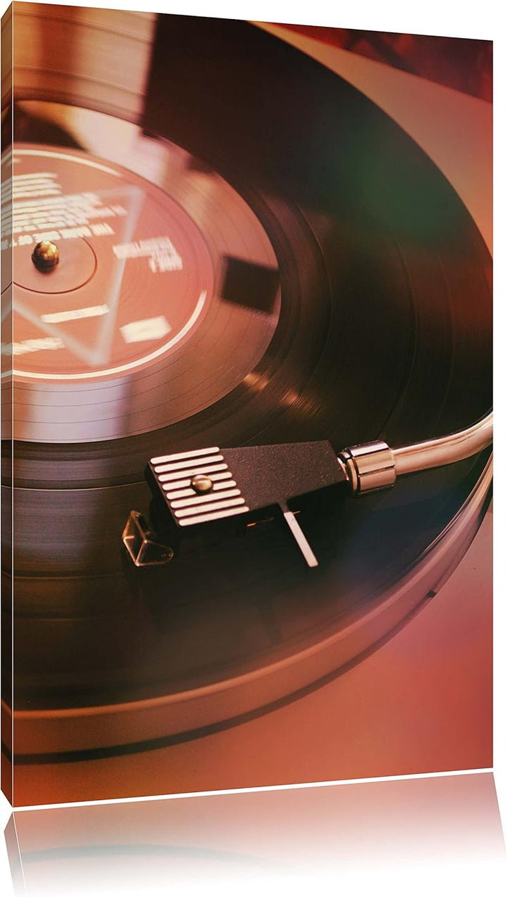 Pixxprint Schallplatte, Format: 100x70 auf Leinwand, XXL riesige Bilder fertig gerahmt mit Keilrahme