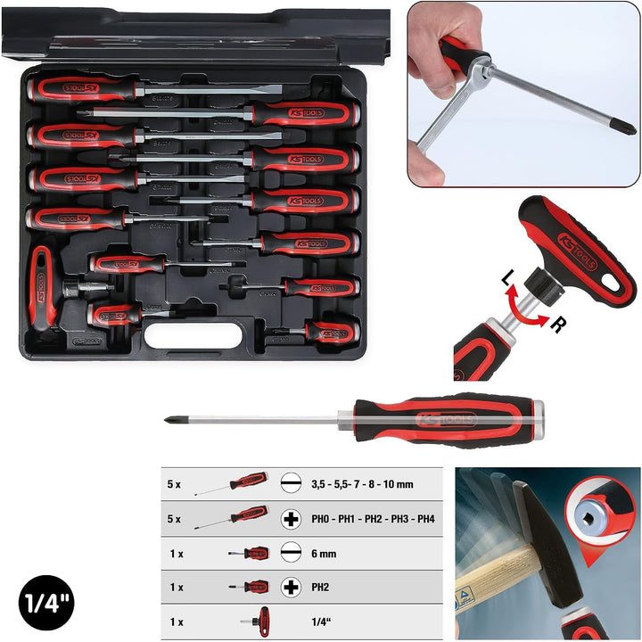KS Tools 151.1150 ERGOTORQUEmax Schlagkappen-Schraubendreher-Satz, 13-tlg