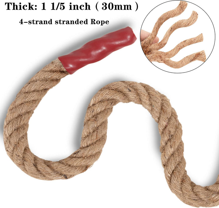 EMEKIAN Natürliches Jute-Manila-Seil, gedrehtes 4-strängiges Faser-Hanfseil für Sport, Dekoration, H