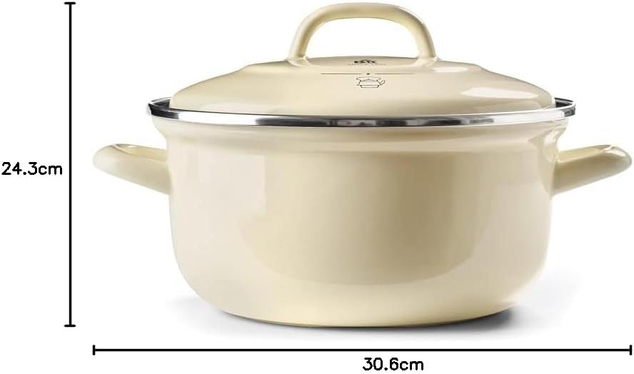 BK Indigo Holländisches Erbe Runde Deutsche Emaillierte Kasserolle mit Deckel mit PFAS-Freier Kerami