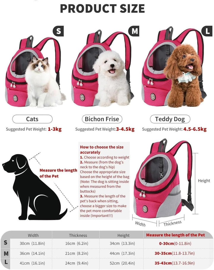 PETCUTE Hundetragerucksack,Verstellbarer Haustier Rucksack für Kleine Hunde und Katzen,Gepolsterter
