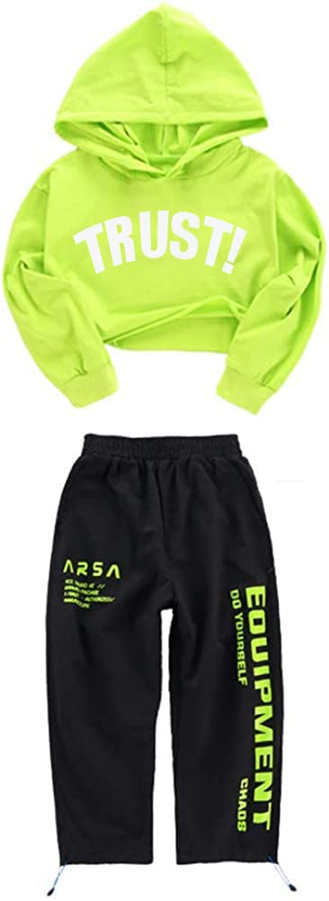 LOLANTA Mädchen Hip Hop Kleidung, Street Dance Outfit, Hoodie, Joggerhose Kinder Trainingsanzug Set