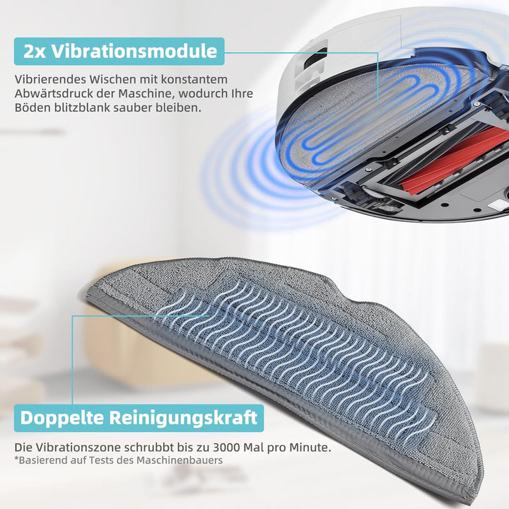 8 Stück Wischtücher für Roborock S8 Pro Ultra Saugroboter, Silberionen Mikrofaser VibraRise 2.0 Wisc