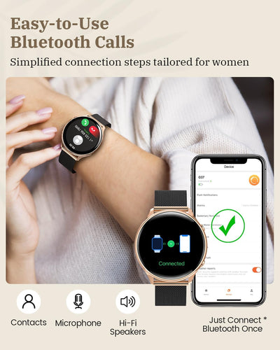 RUXINGX Smartwatch Damen mit Telefonfunktion, HD Voll Touchscreen, Fitness Tracker mit 120 Sport SpO