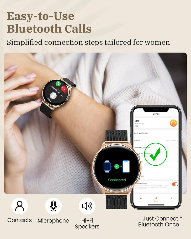 RUXINGX Smartwatch Damen mit Telefonfunktion, HD Voll Touchscreen, Fitness Tracker mit 120 Sport SpO
