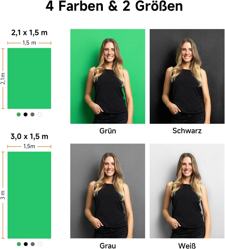 Rollei Hintergrund 300 x 150 cm für das Rollei X-Drop Hintergrund-System; perfekt für Ganzkörper-Auf