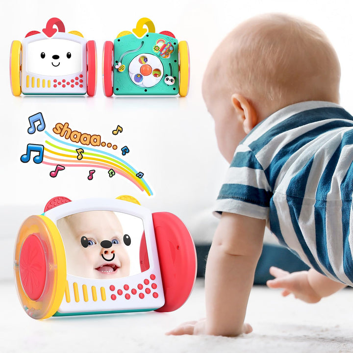PLAY Babyspielzeug Rollender Spiegel für Baby Spielzeug ab 0 Monate, Krabbel Spielzeug und baby bauc