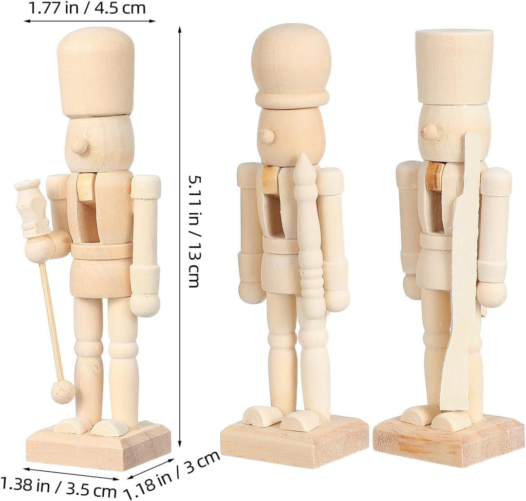 MAGICLULU 3 Stück Weihnachts-Nussknacker Aus Holz Unvollendet Nussknacker Aus Holz Zum Bemalen Unbem