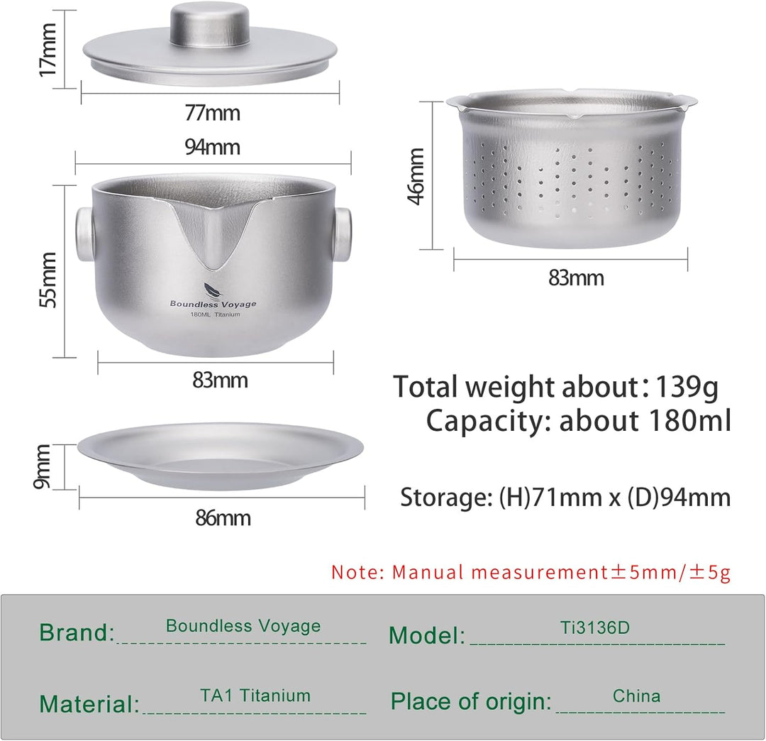 Boundless Voyage Titan Doppelschicht Teebereiter mit Filterdeckel Ultraleichte Teekanne Anti-Verbrüh
