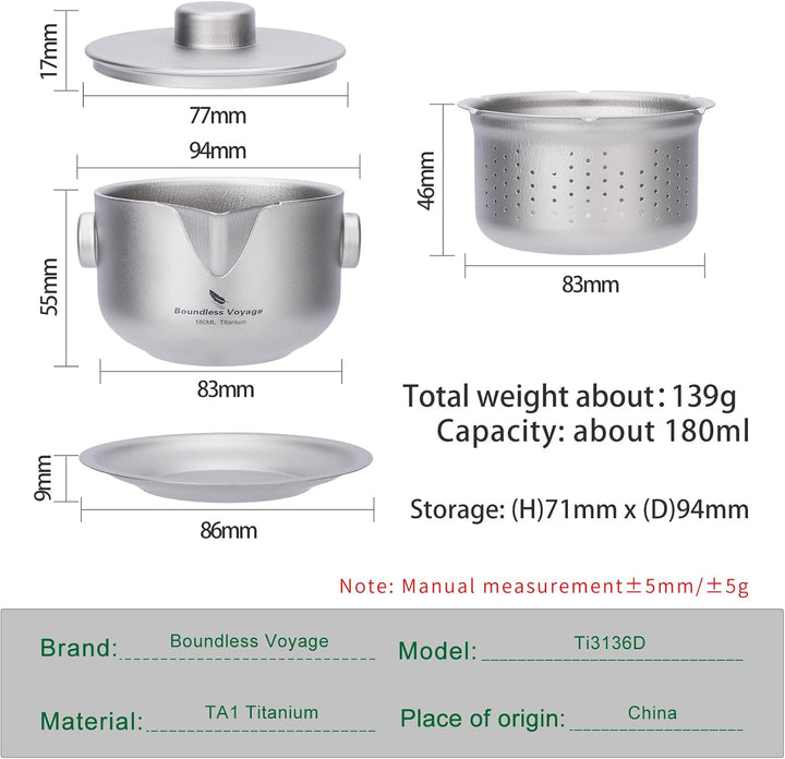 Boundless Voyage Titan Doppelschicht Teebereiter mit Filterdeckel Ultraleichte Teekanne Anti-Verbrüh