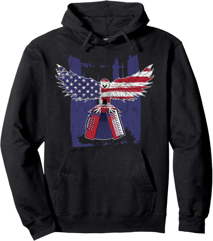 Akkordeonspieler Amerika Adler USA Akkordeon Pullover Hoodie