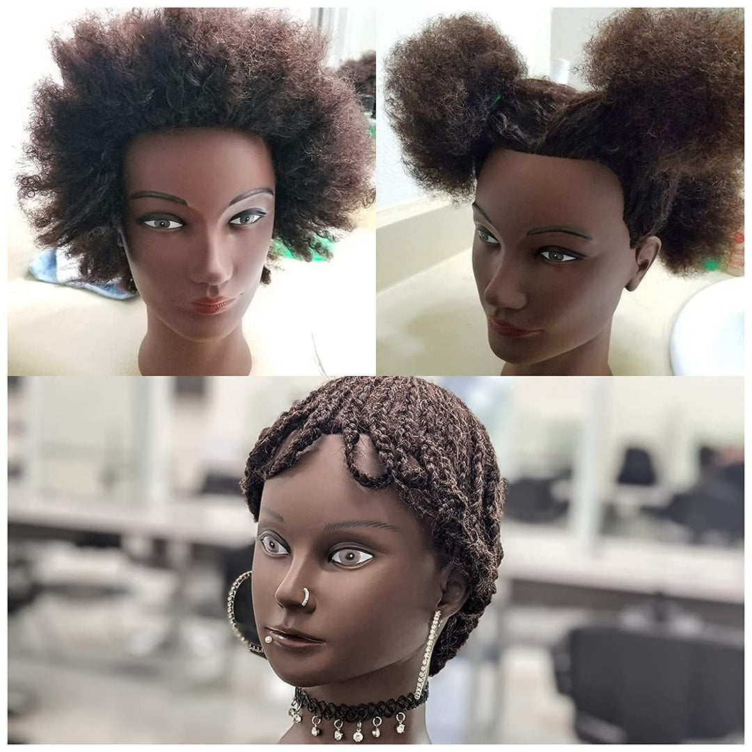 Morris Mannequin Head 100% Human Hair Training Head Afro Hair Manikin Head African American Training