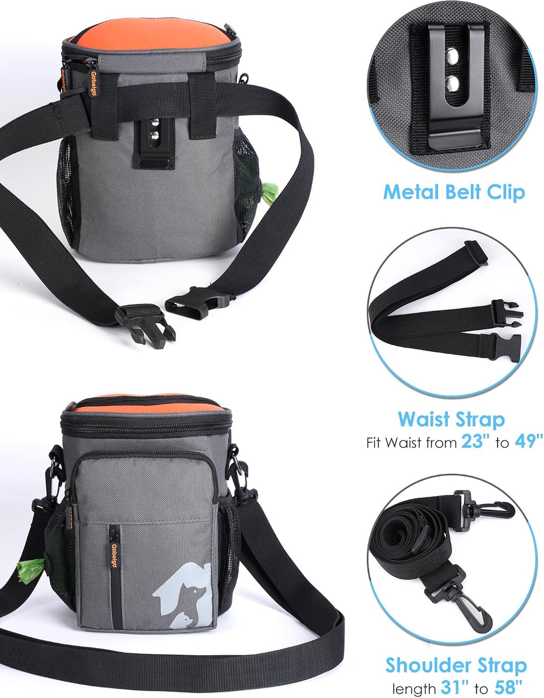 Gobeigo Hundeleckerlis Tasche und Trainingsklicker, Leckerli Tasche für Hunde, Leckerlibeutel mit Ko
