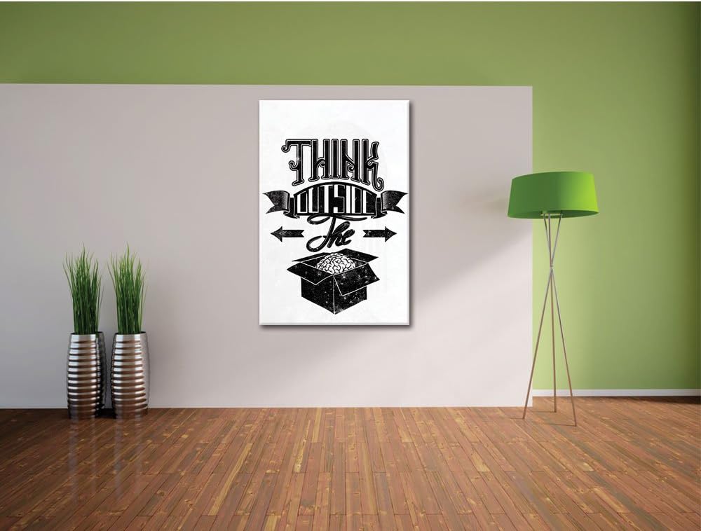 Think outside the box white Bild auf Leinwand, XXL riesige Bilder fertig gerahmt mit Keilrahmen, Kun