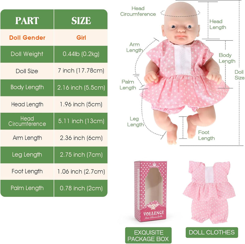 Vollence Mini-Reborn-Puppe Mädchen Micro-Frühchen Ganzkörper-Silikon lebensechte Mini-Reborn-Puppe Ü