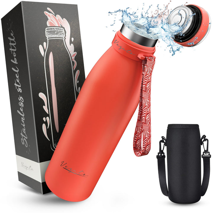 Vezato Trinkflasche Edelstahl - BPA-freie Isolierflasche 500 ml - Auslaufsichere Wasserflasche mit d
