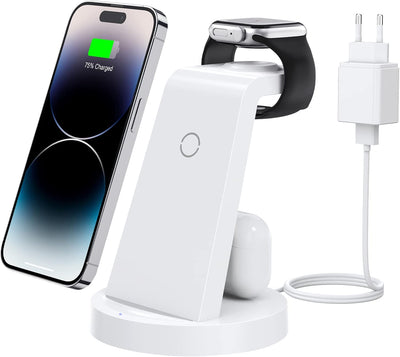 Ladestation Für Apple Watch und iPhone: 3 in 1 Schnelle Kabelloses Ladegerät Kompatibel mit iPhone 1