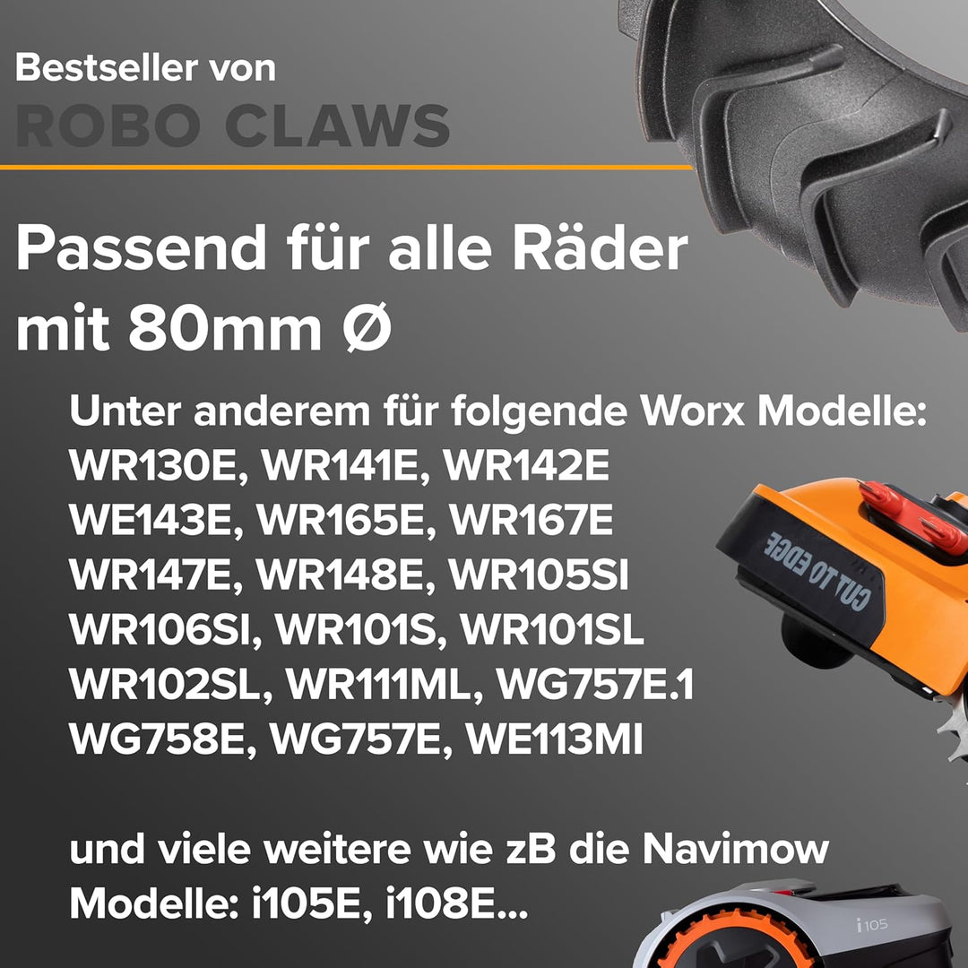 2x Radschutz für Mähroboter XL - Traktionsverbesserung Überzug für Worx Landroid, Mähroboter Zubehör