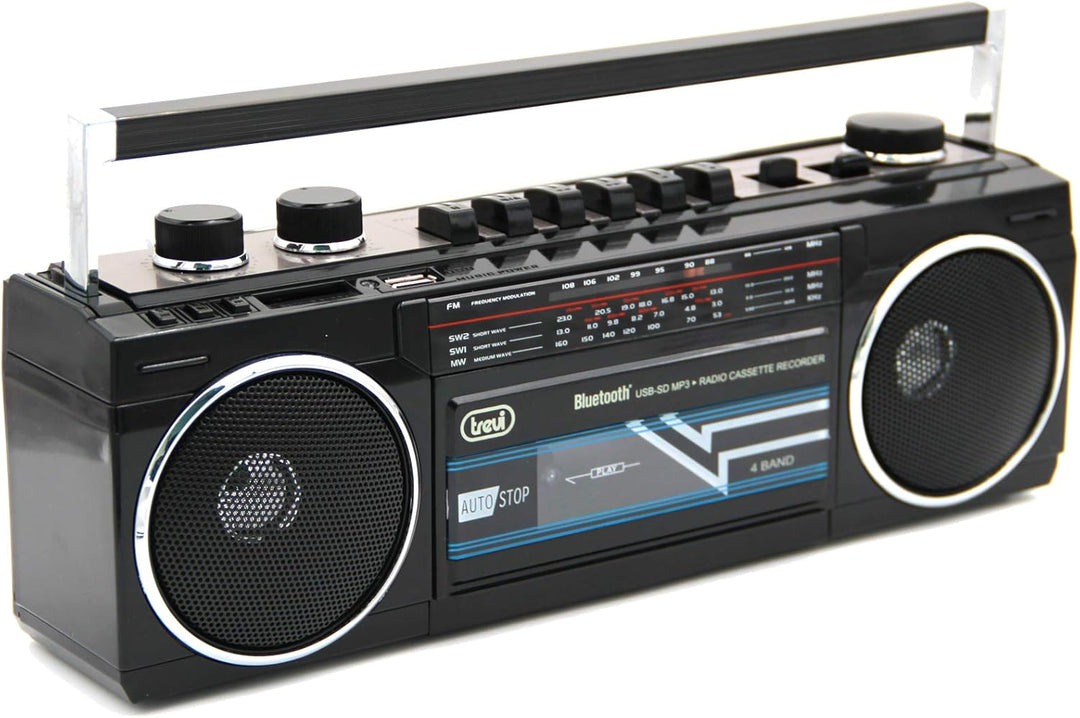 Trevi RR 501 BT Stereo Boombox tragbar Bluetooth, USB, SD, MP3, Schwarz