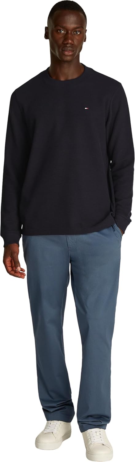 Tommy Hilfiger Herren Langarmshirt Textured Tee Basic, Blau (Desert Sky)