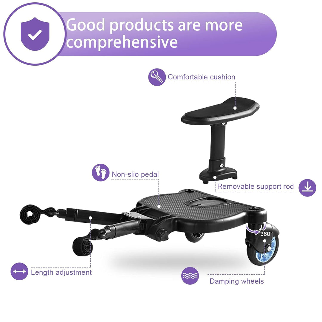Buggy Board für alle Kinderwagen, Vihir Kiddy Board mit Sitz, Trittbrett Mitfahrbrett Universal pass