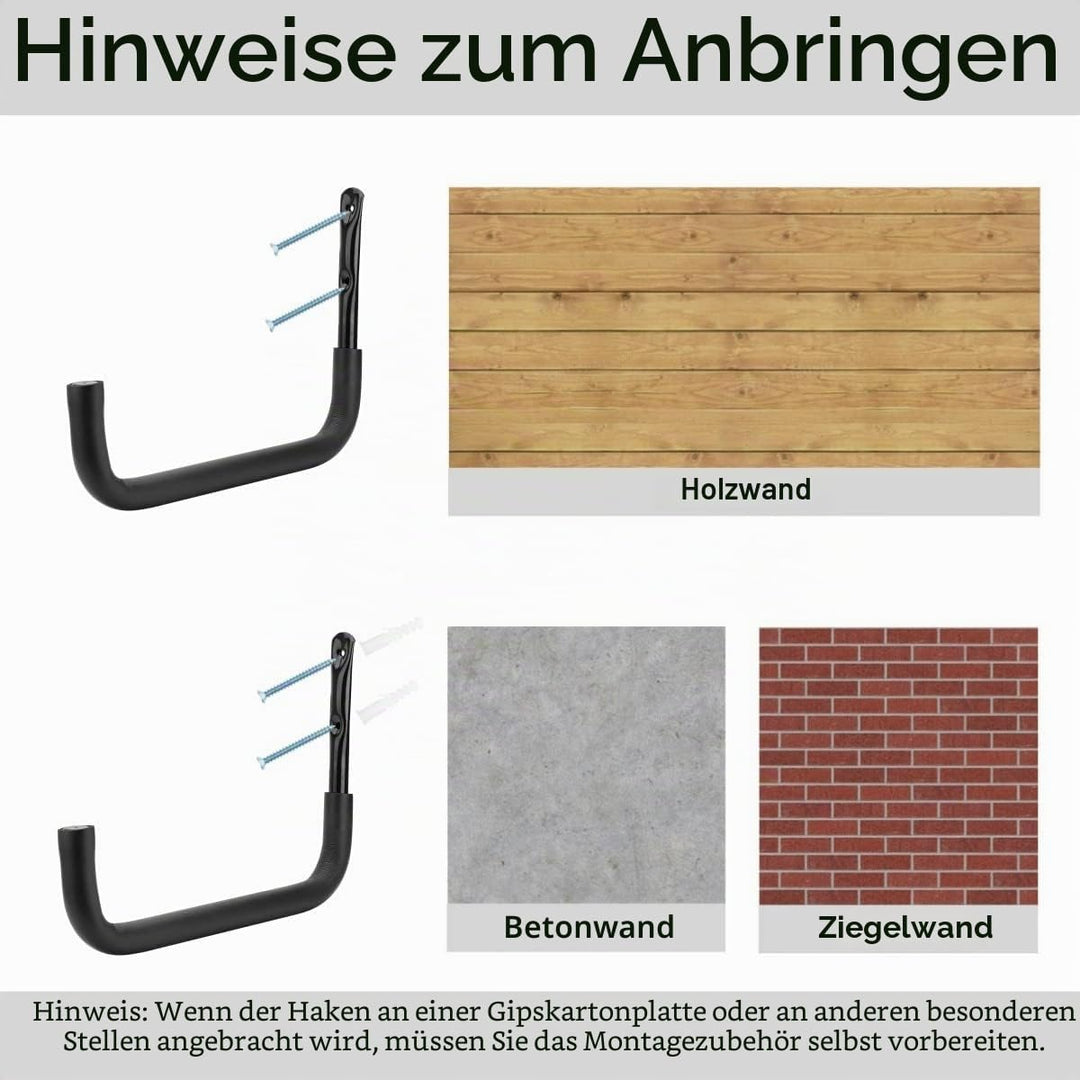 pipabiba Garagenhaken, Kajak-Aufbewahrungshaken, 6 Stück, robuste Kleiderbügel für Gartenwerkzeuge,