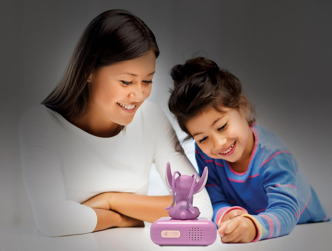 Lexibook, Disney Stitch, Angel Nachtlicht-Wecker, Töne und Melodien, hintergrundbeleuchteter LCD-Bil