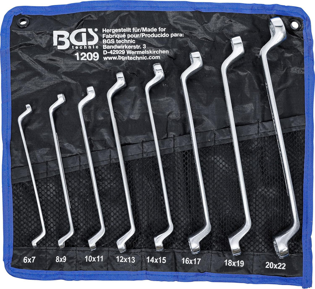 BGS 1209 | Doppel-Ringschlüssel-Satz | gekröpft | SW 6 x 7 - 20 x 22 mm | 8-tlg. 8-tlg. | SW 6 x 7 -