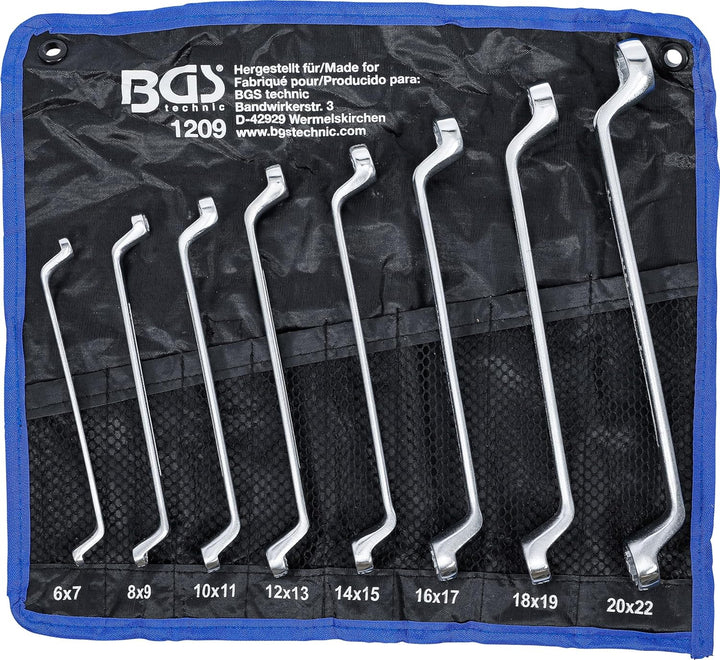 BGS 1209 | Doppel-Ringschlüssel-Satz | gekröpft | SW 6 x 7 - 20 x 22 mm | 8-tlg. 8-tlg. | SW 6 x 7 -